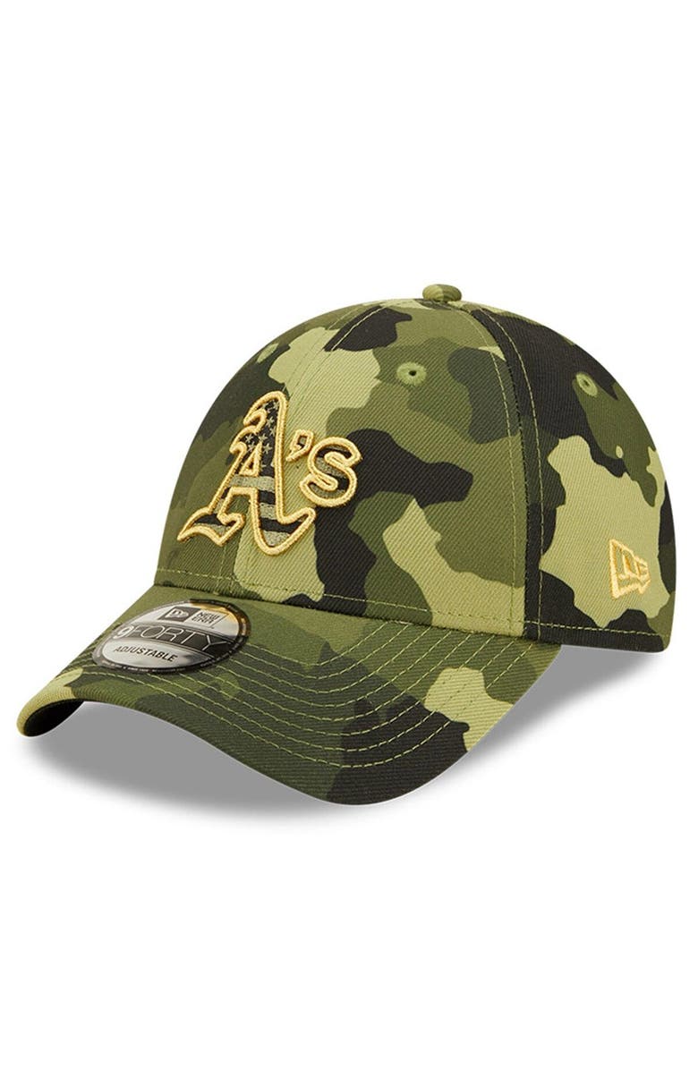 New Era Men's New Era Camo Oakland Athletics 2022 Armed Forces Day 9FORTY Snapback Adjustable Hat, Alternate, color, Camo