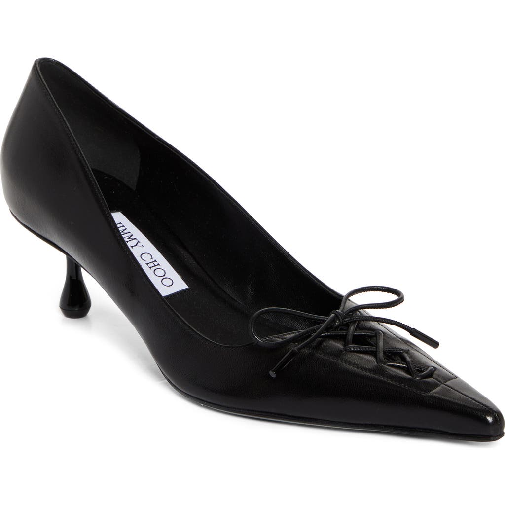 Jimmy Choo Scarlett Black Pumps With High Stiletto Heel And Front Laces In Leather Woman