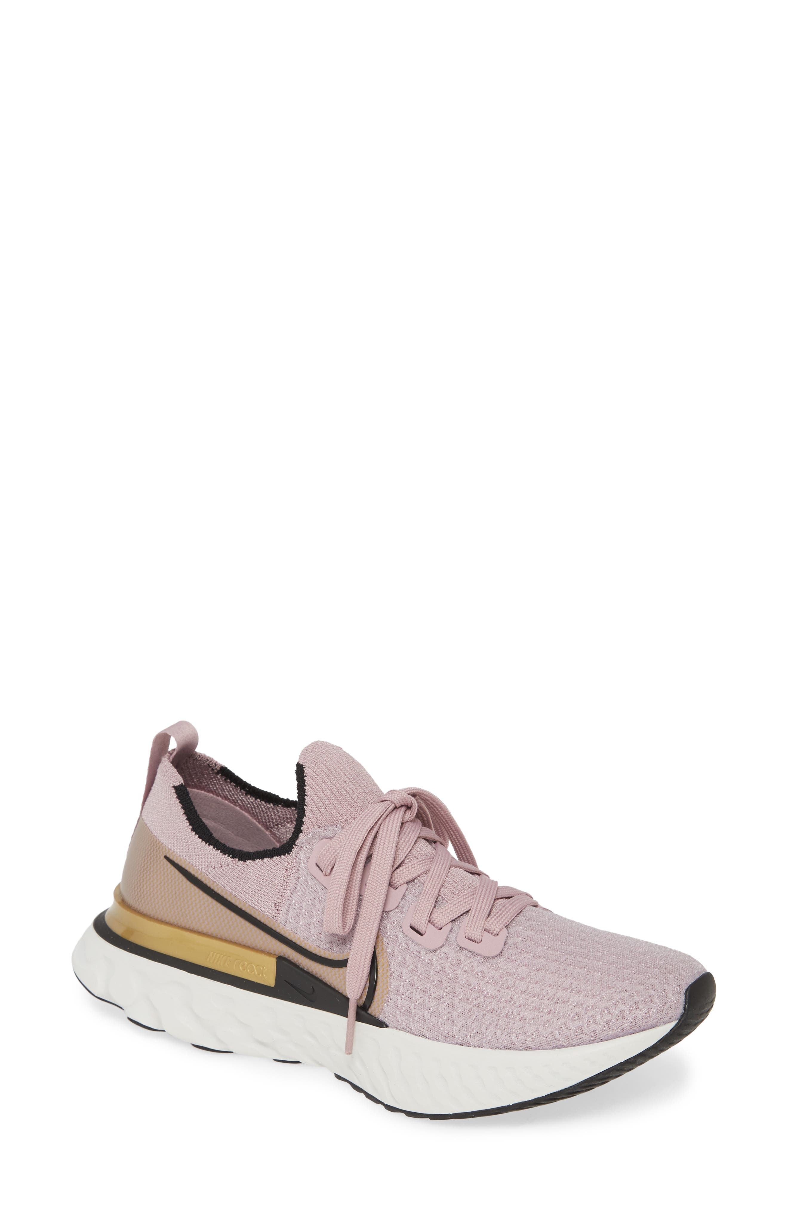 React Infinity Run Flyknit Running Shoe, Main, color, PLUM FOG/ BLACK/ METALLIC GOLD