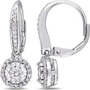 DELMAR Halo Diamond Drop Earrings - 0.48ct.