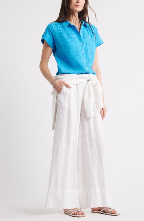 CASLONR CASLON(R) COTTON GAUZE BUTTON-UP SHIRT 