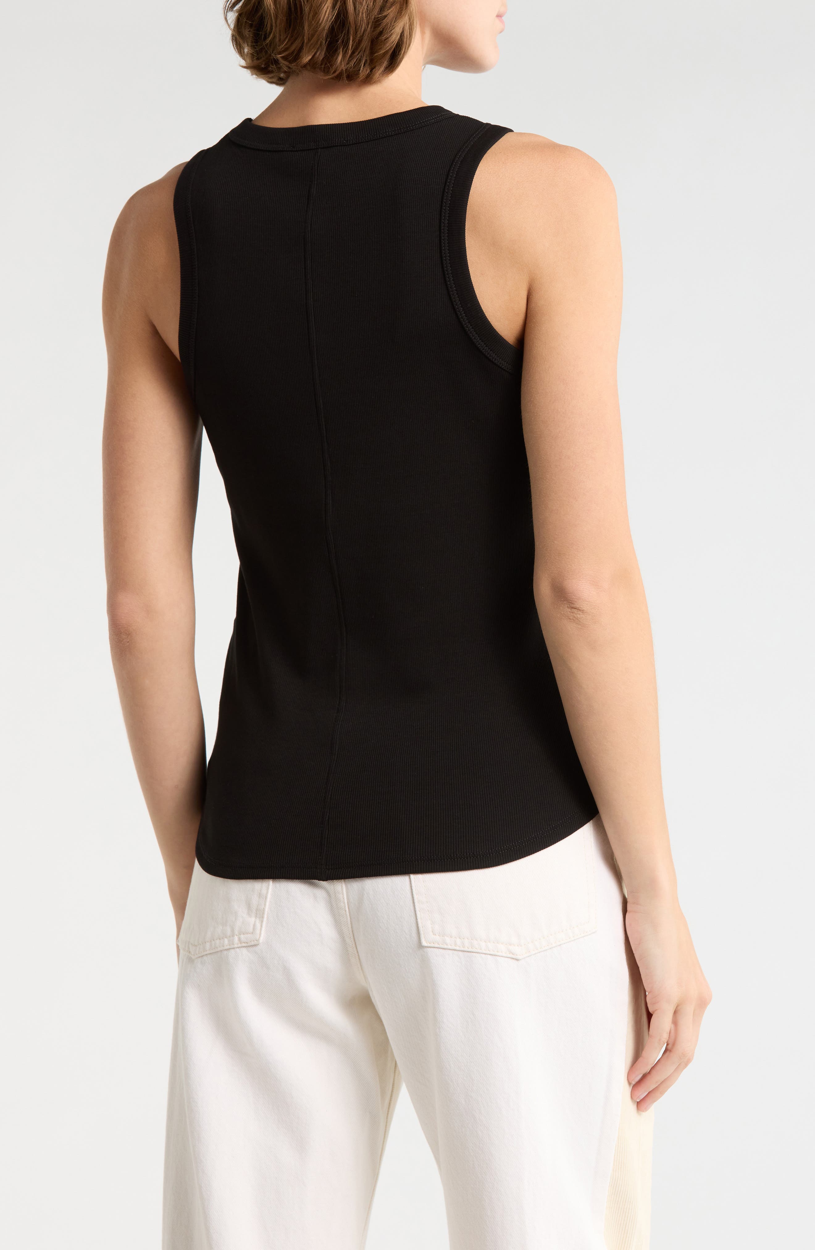 Ribbed Stretch Cotton Cutaway Tank - image 2