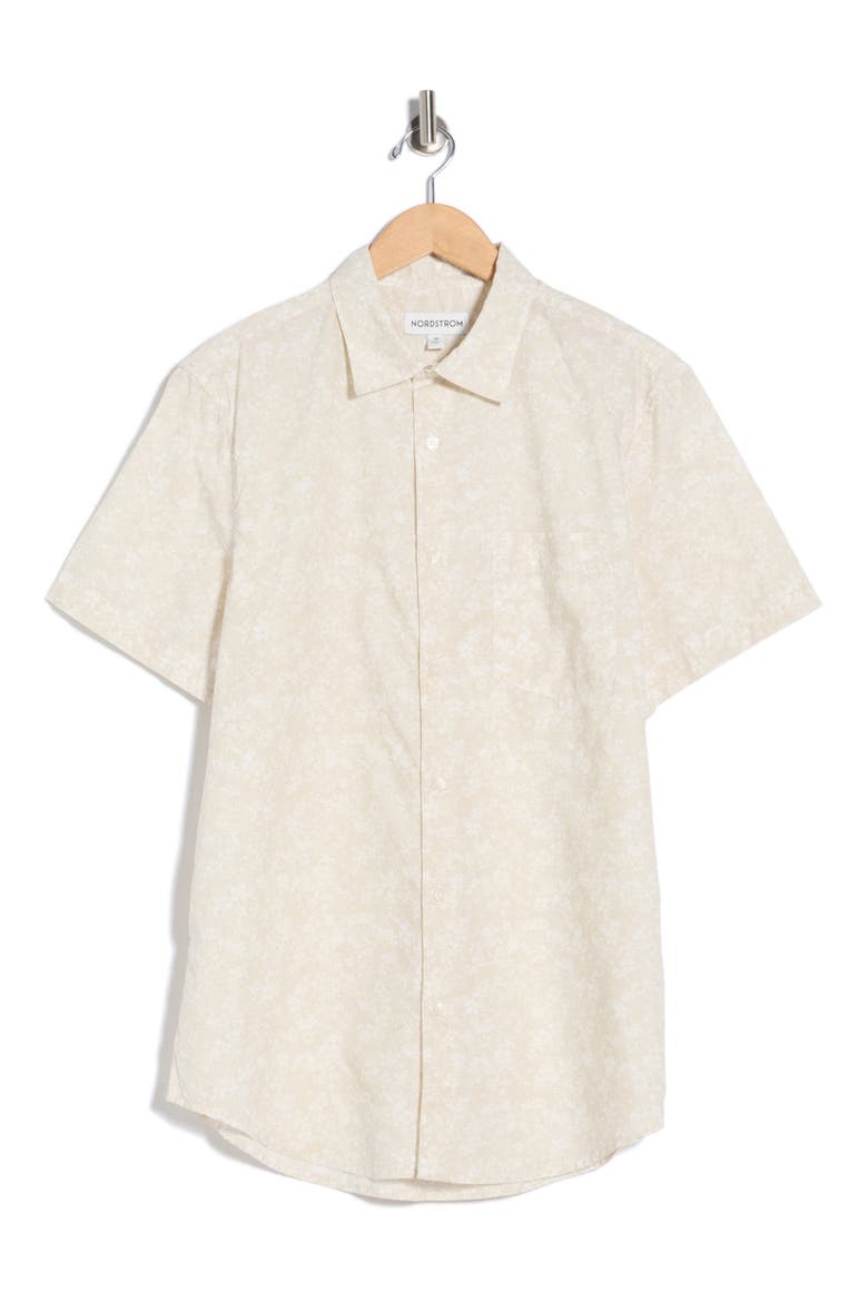 Short Sleeve Poplin Shirt, Alternate, color, IVORY MINI BLOOMS