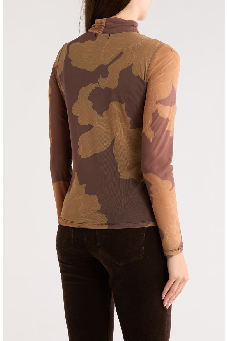 Everyday Mock Neck Long Sleeve Mesh Top, Alternate, color, MARIGOLD