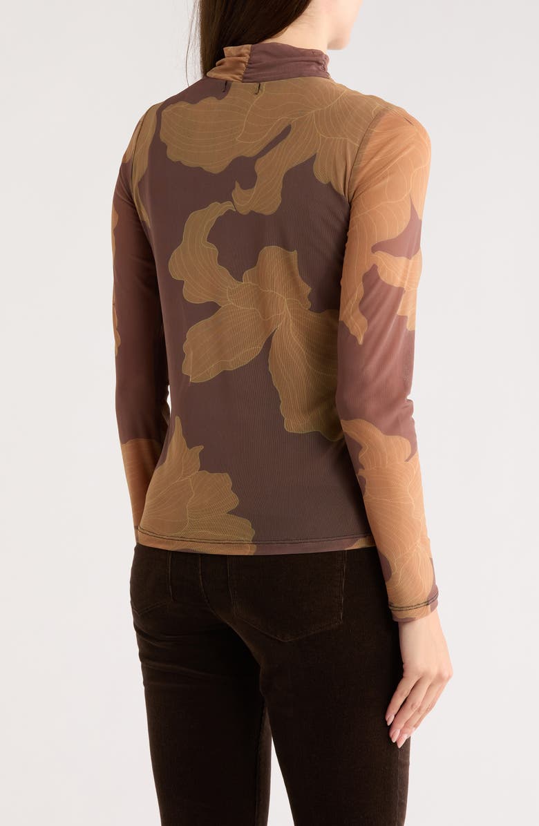 Sanctuary Everyday Mock Neck Long Sleeve Mesh Top, Alternate, color, Marigold