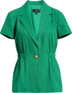 Tahari ASL Short Sleeve One-Button Jacket