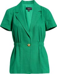 Tahari ASL Short Sleeve One-Button Jacket