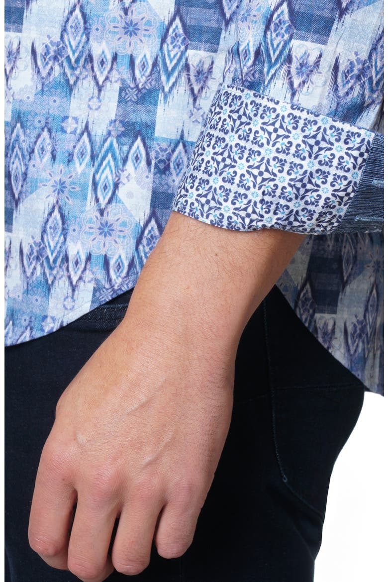 Diamond Print Button-Up Shirt, Alternate, color, MULTI
