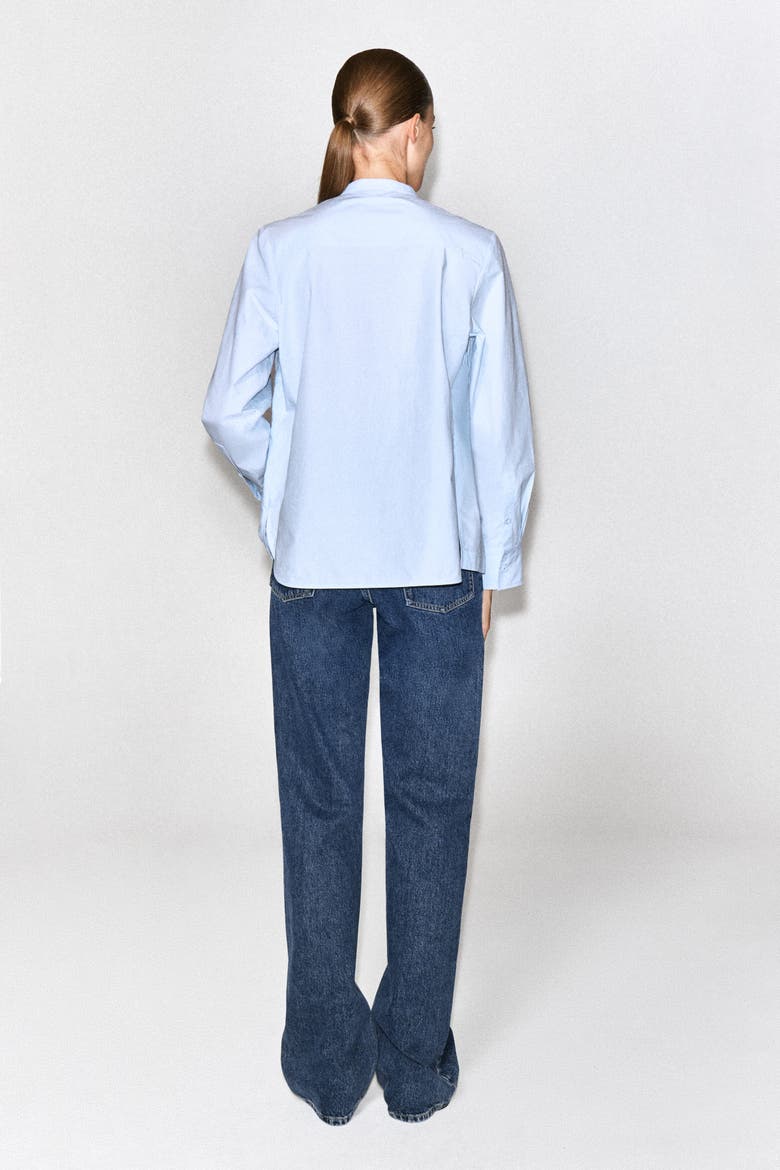 Ruched Cotton Blouse, Alternate, color, BLUE