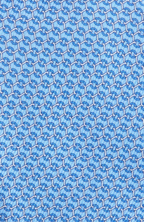 David Donahue Chainlink Print Silk Tie In Sky