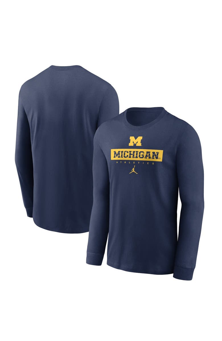 Jordan Brand Men's Jordan Brand Navy Michigan Wolverines 2024 Sideline Legend Performance Long Sleeve T-Shirt, Alternate, color, 