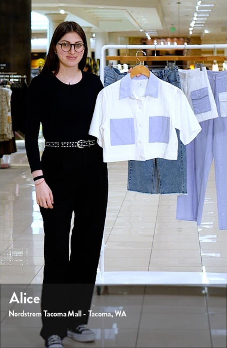 Petra Colorblock Crop Linen Shirt, sales video thumbnail