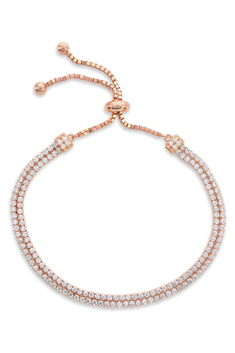 Double Strand Pavé Bolo Slider Bracelet, Main, color, ROSE
