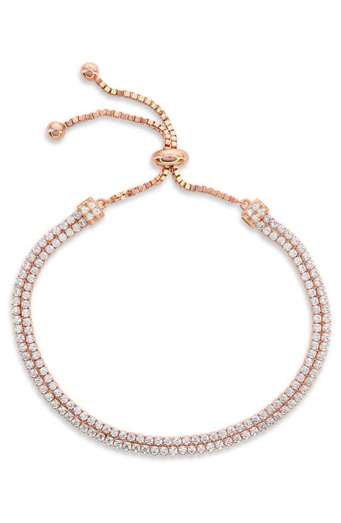 Double Strand Pavé Bolo Slider Bracelet