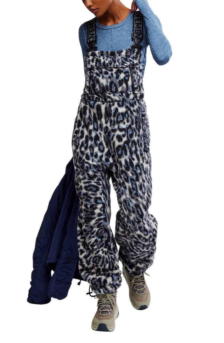 FP Movement by Free People FP Movement Hit the Slopes Fleece Overalls, Alternate, color, Snow Leopard Combo