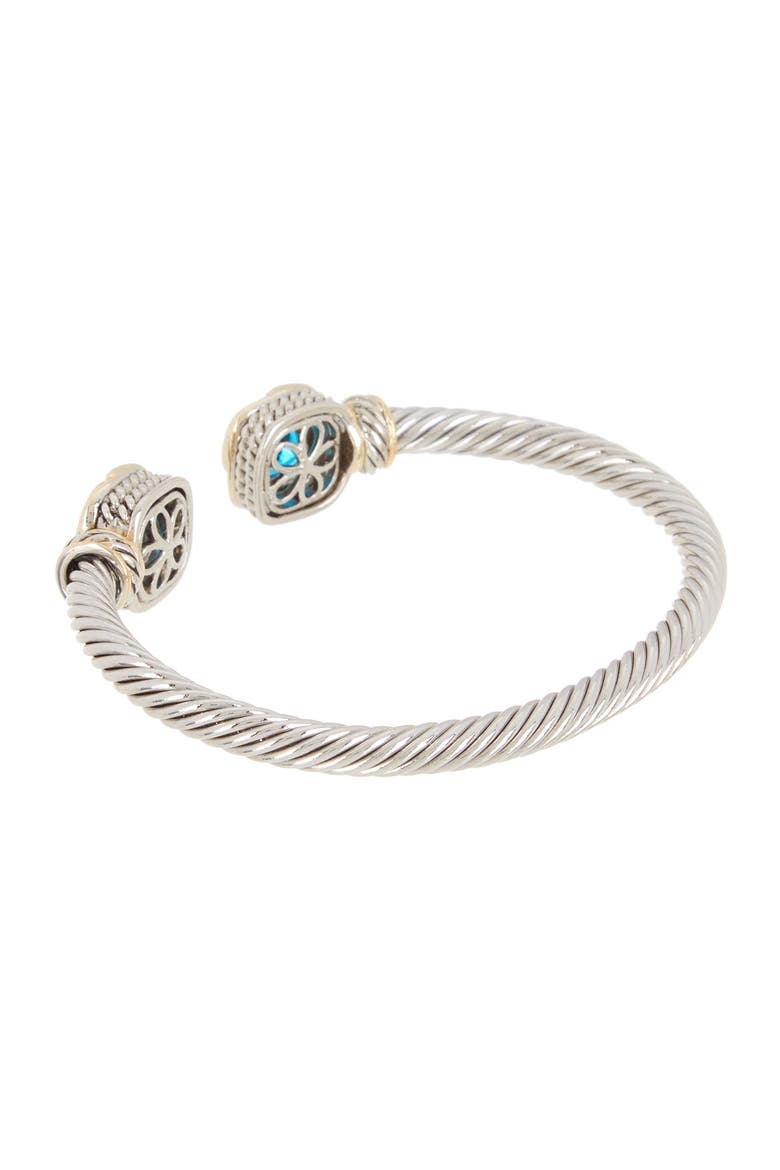 Twisted Cable Blue Topaz Cuff Bracelet, Alternate, color, TWO TONE