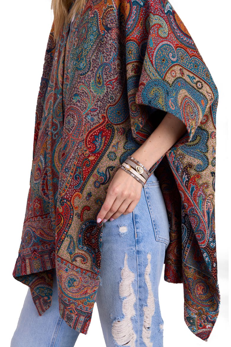 Drape Poncho, Alternate, color, BURGUNDY MULTI