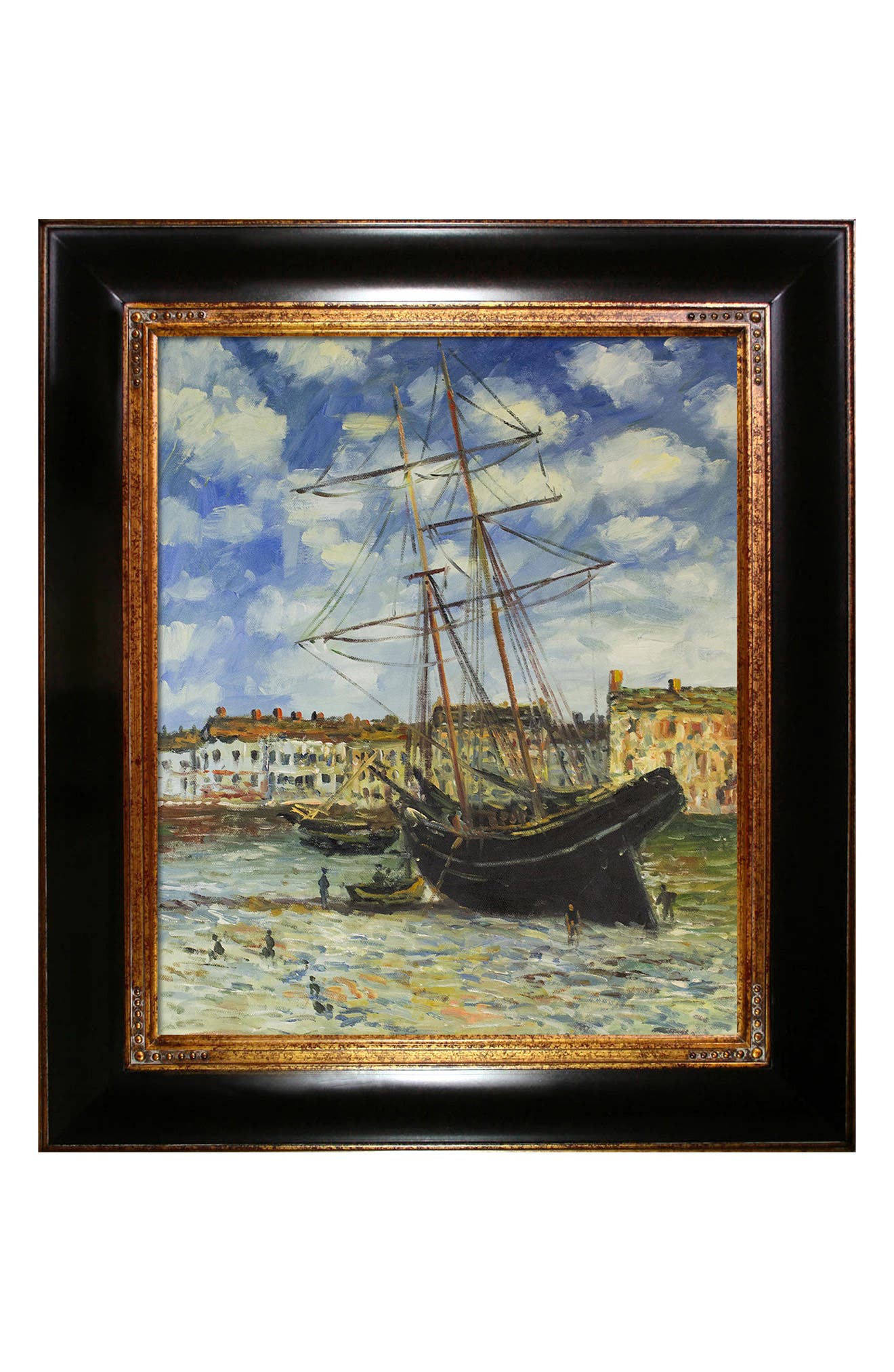OVERSTOCK ART 'Boat At Low Tide, FeCamp 1881' by Claude Monet Framed ...