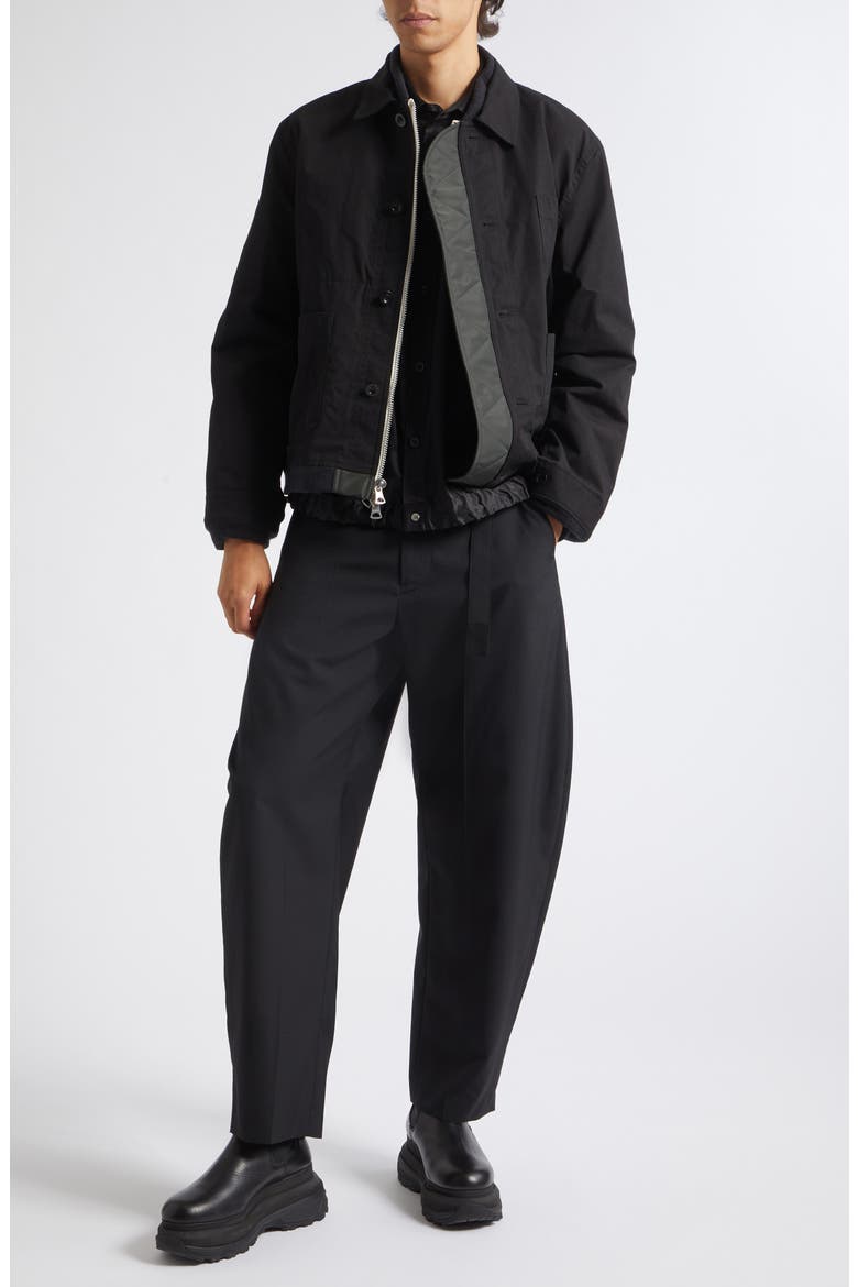 Barrel Leg Suiting Pants, Alternate, color, BLACK