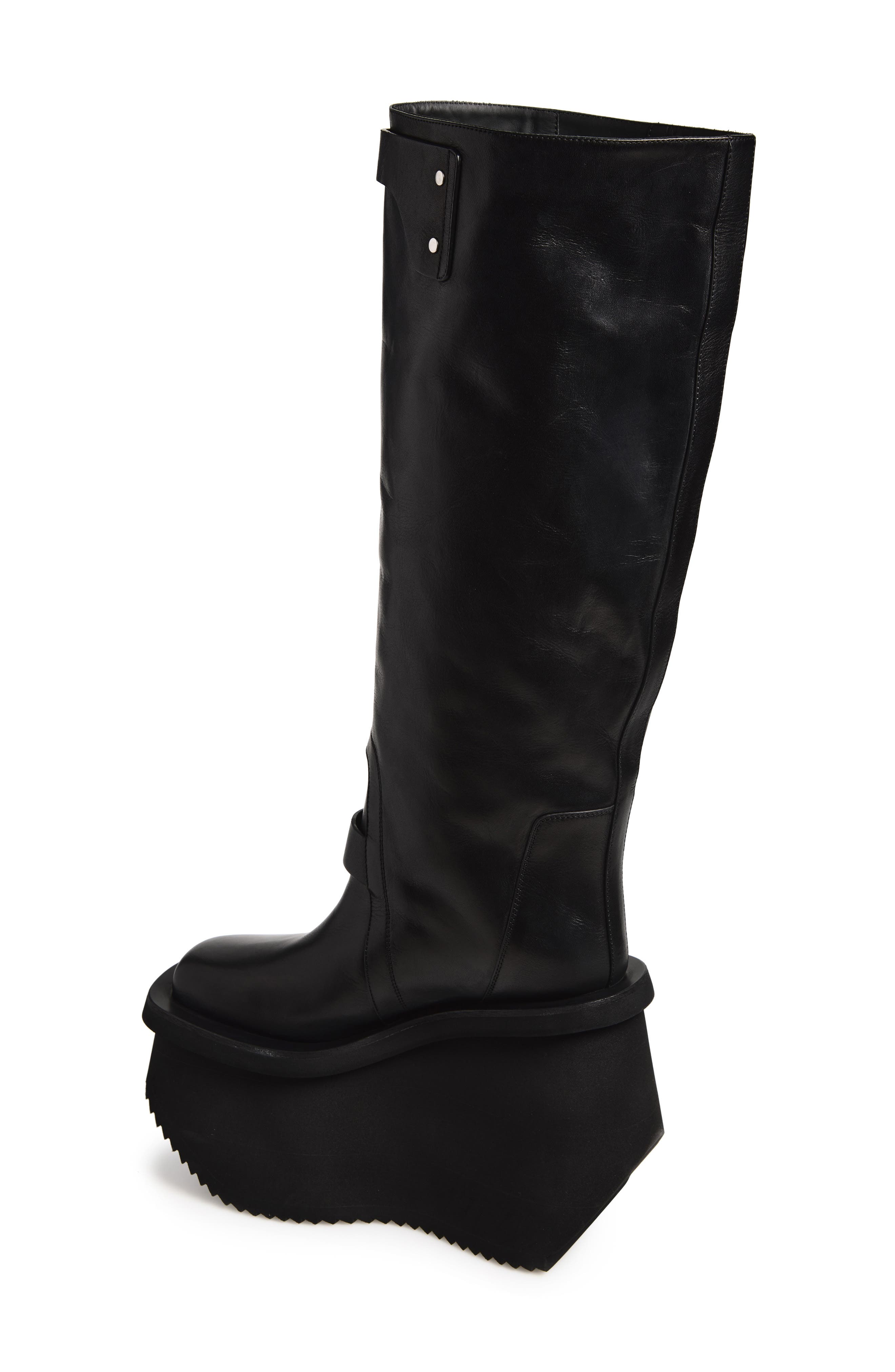 Factory Pull-On Platform Wedge Knee High Boot, Alternate, color, BLACK