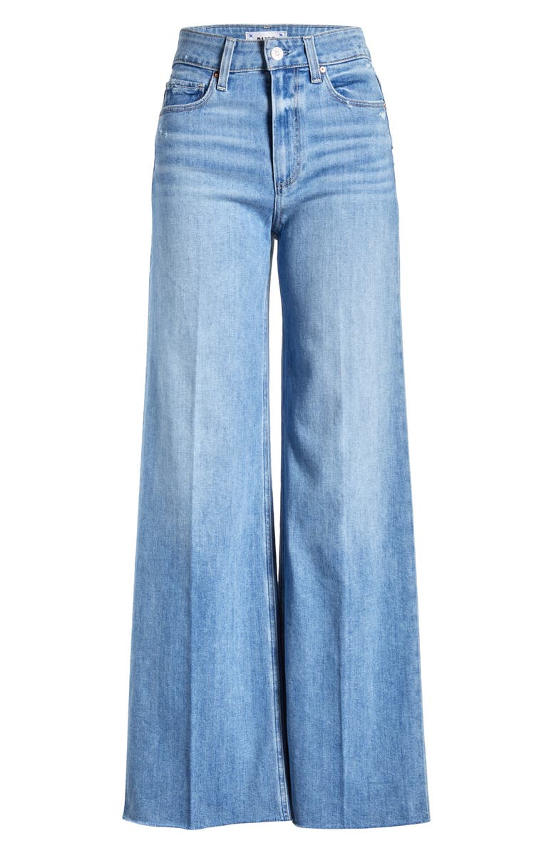 PAIGE Anessa Raw Hem Wide Leg Jeans, Alternate, color, 