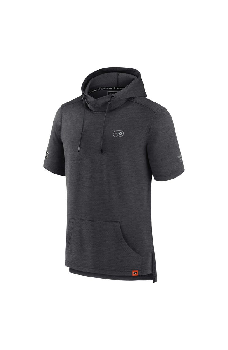 FANATICS Men's Fanatics Branded  Heather Charcoal Philadelphia Flyers Authentic Pro Short Sleeve Pullover Hoodie, Alternate, color, 