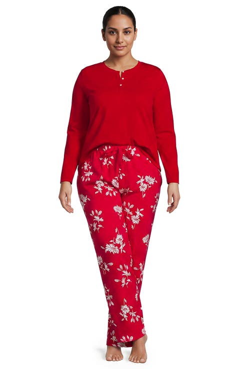 Knit 2 Piece Pajama Set - Long Sleeve Top and Pants