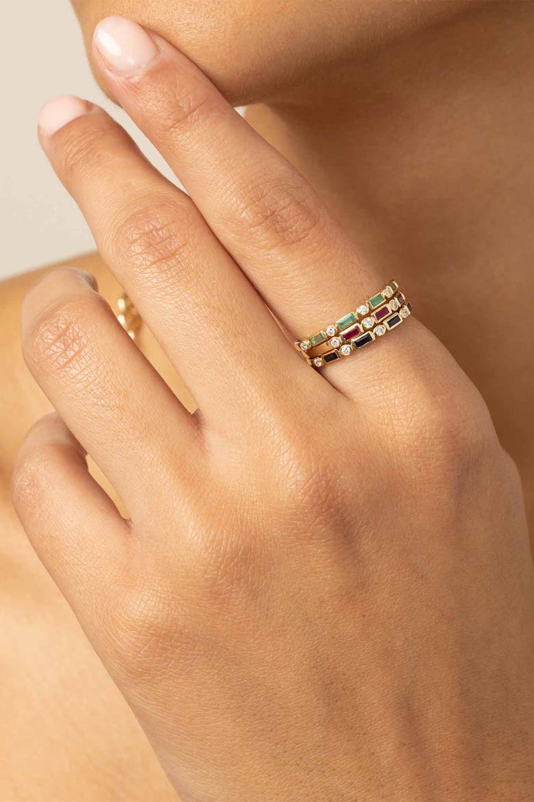 14K Gold Crown Jewels Diamond Ring, Alternate, color, Gold/Green