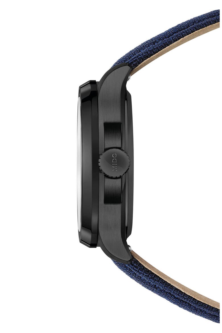 Multifort TV Big Date Automatic Webbing Strap Watch, 39.2mm x 40mm, Alternate, color, BLUE