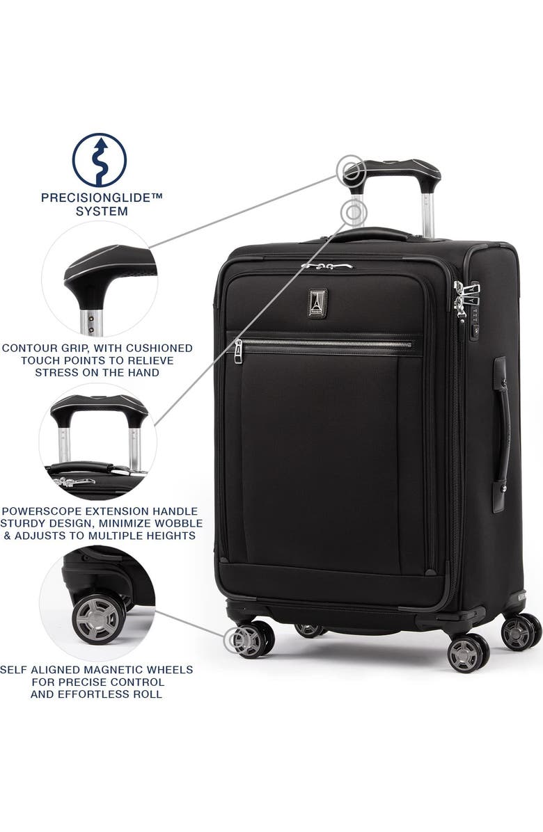TRAVELPRO Platinum Elite Softside Expandable Medium 25-Inch Checked Luggage, Alternate, color, Shadow Black