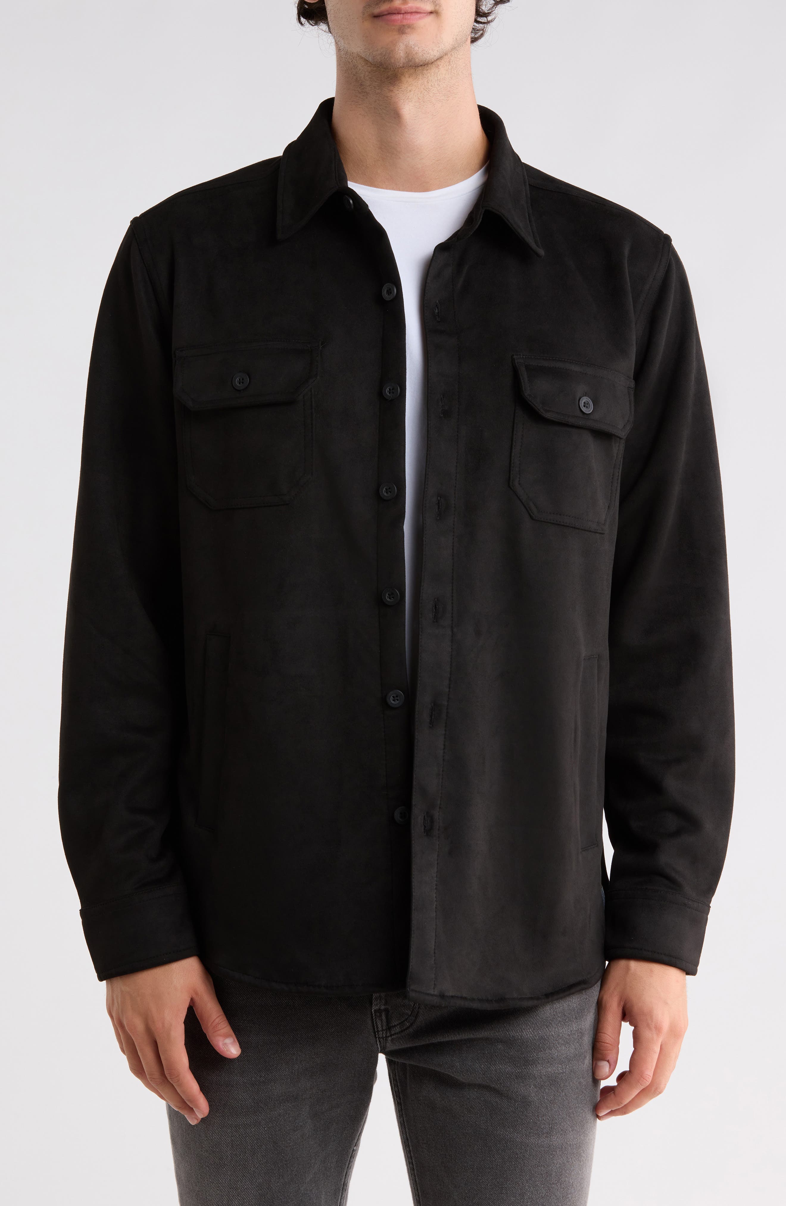 Faux Suede Shirt Jacket