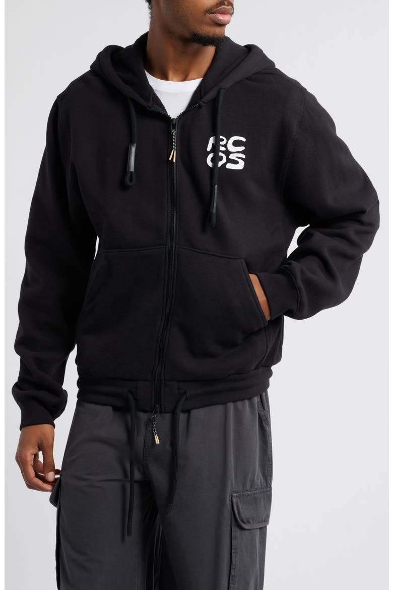 Stack Logo Graphic Zip-Up Hoodie, Alternate, color, BLACK