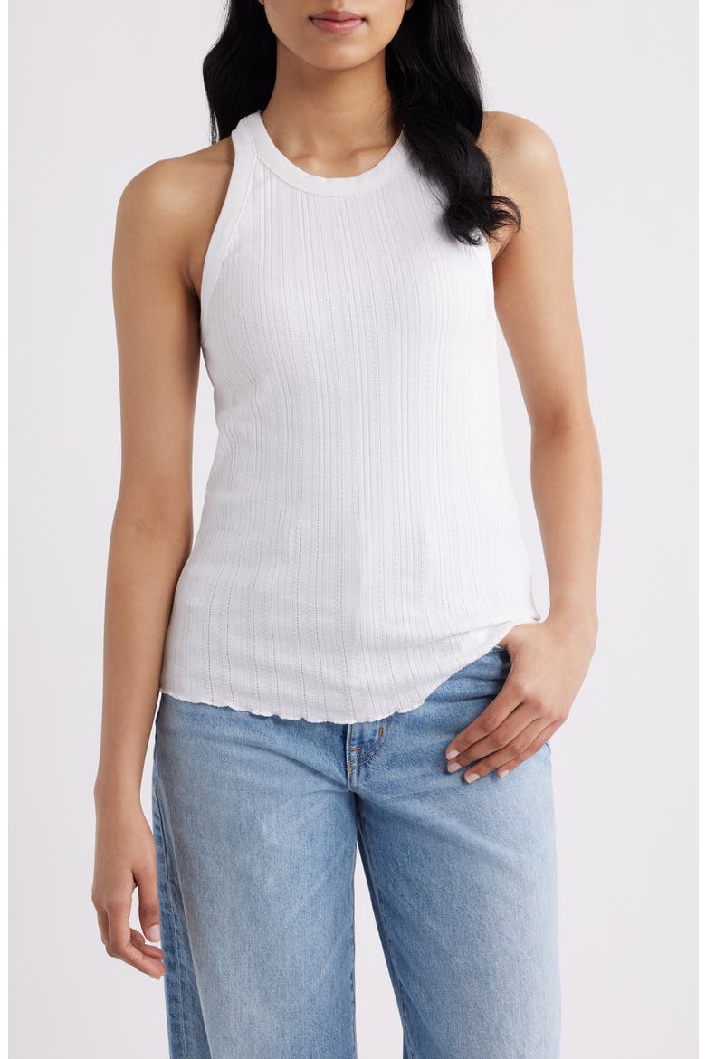 Paradise Pointelle Organic Cotton Tank, Main, color, WHITE