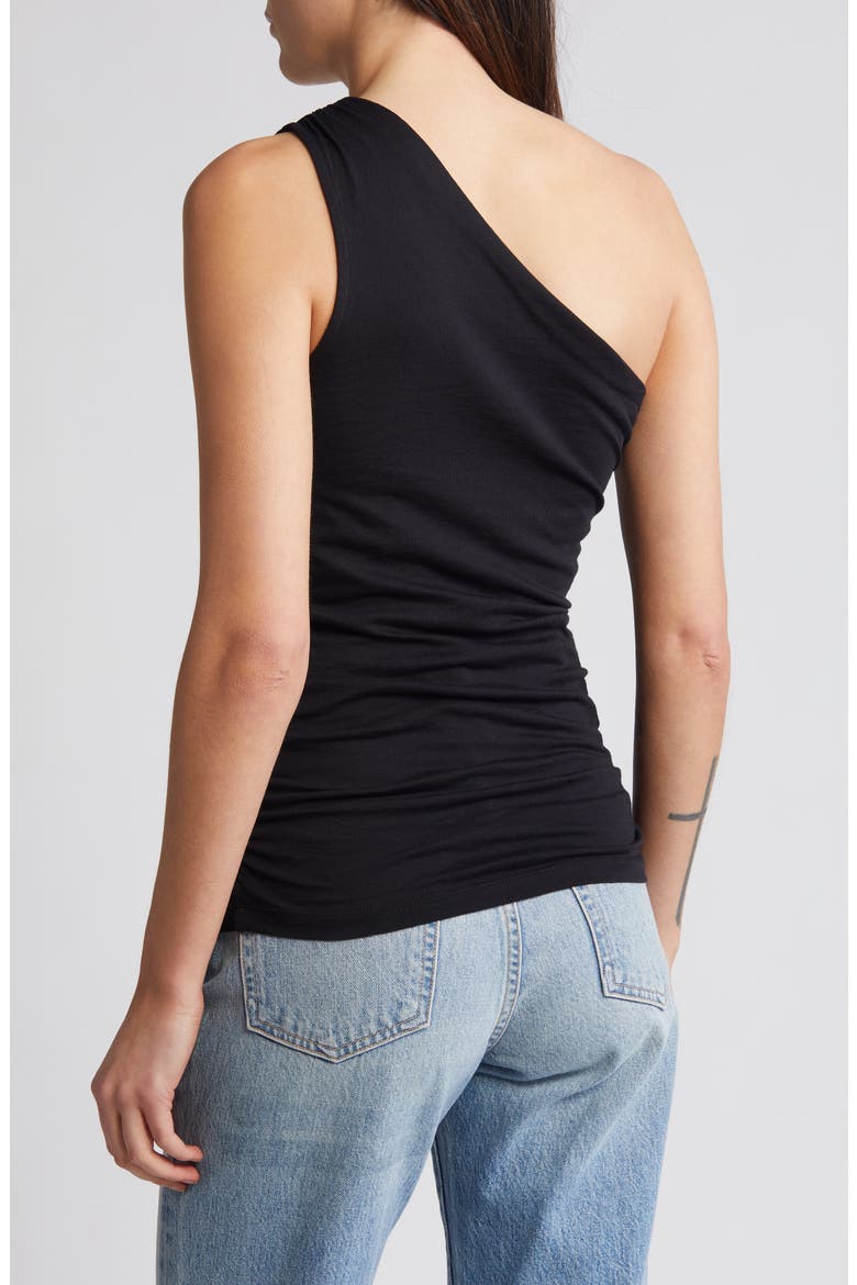 One-Shoulder Organic Cotton Tank Top, Alternate, color, BLACK