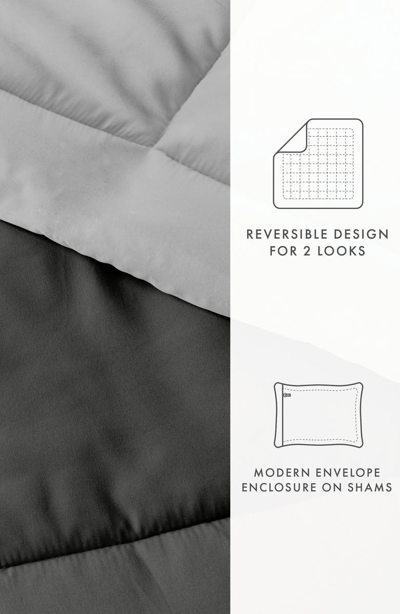 HOMESPUN Premium Down Alternative Reversible Comforter Set, Alternate, color, Gray Light Gray