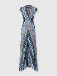 Missoni Viscose Chevron Snake-pattern Gown With Tie Neckline