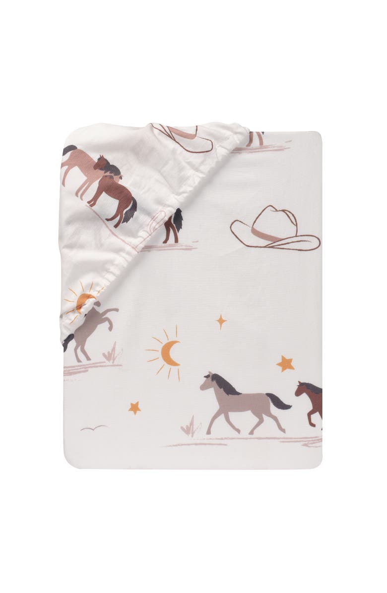 Lambs & Ivy Country Western Breathable 100% Cotton Fitted Crib/Toddler Sheet, Alternate, color, Tan