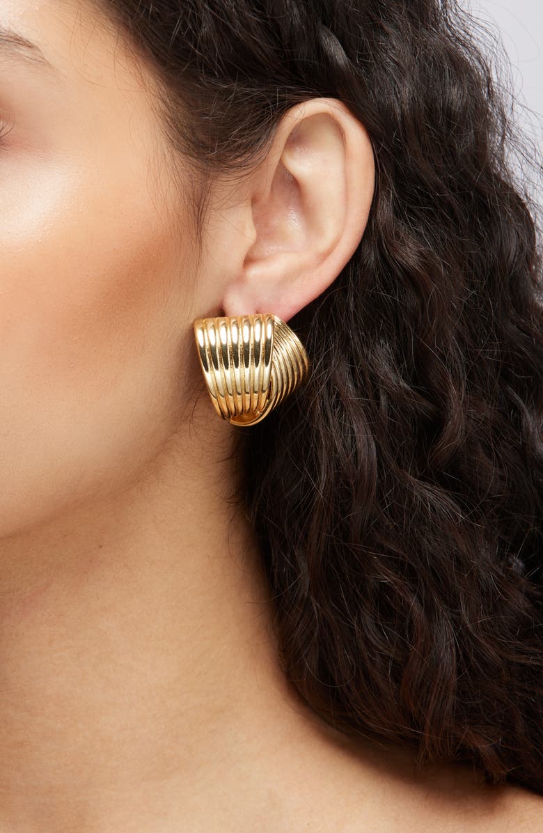 Panacea Gold Ridge Twist Hoop Earrings, Alternate, color,