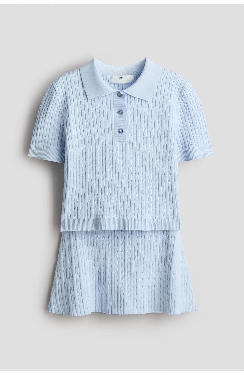 H&M 2-piece cable-knit set, Main, color, Light Blue