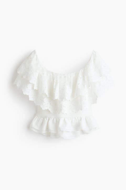 Flounced Off-the-shoulder Top