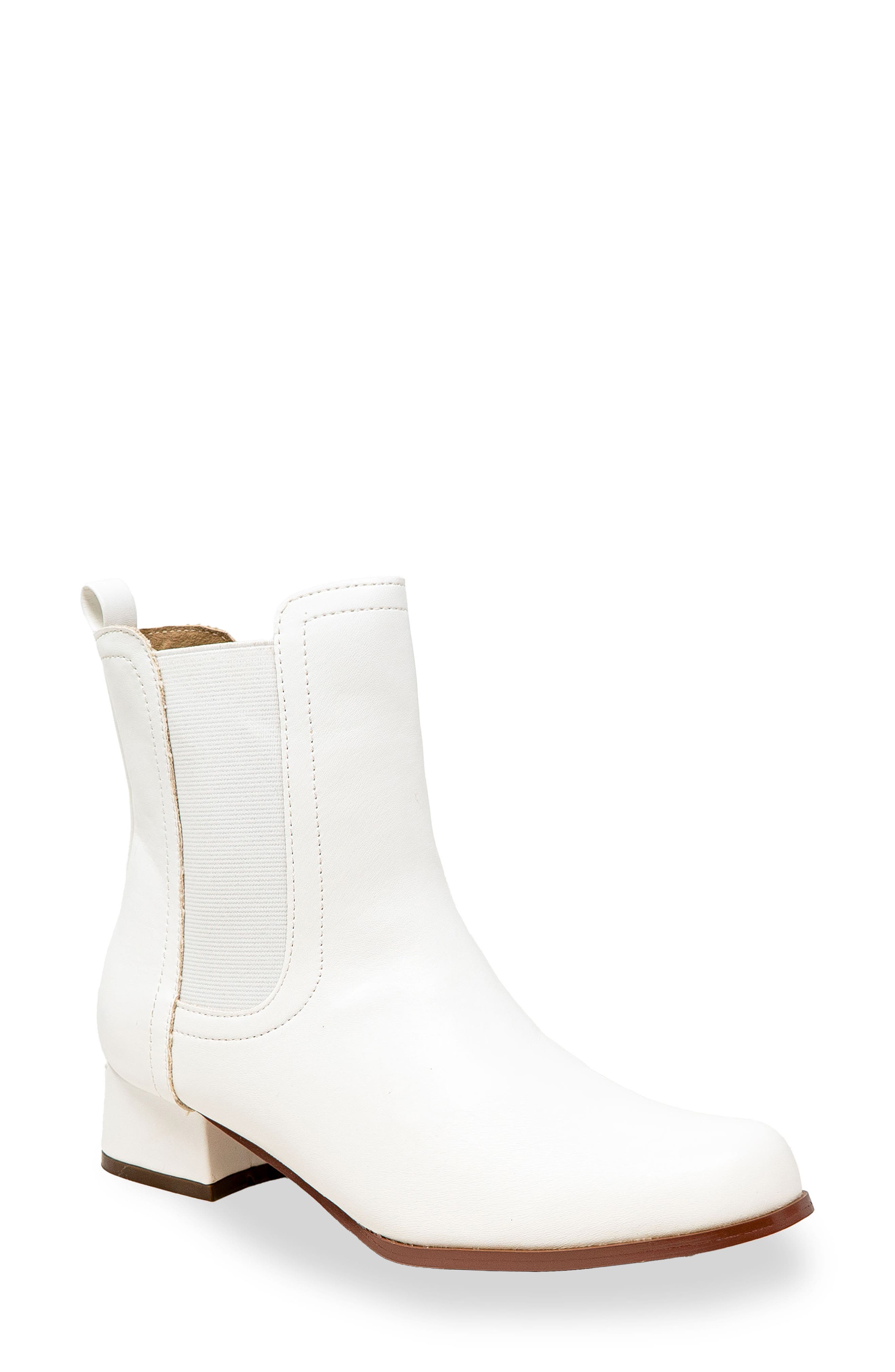 CHASE AND CHLOE Short Chelsea Boot, Main, color, White Pu