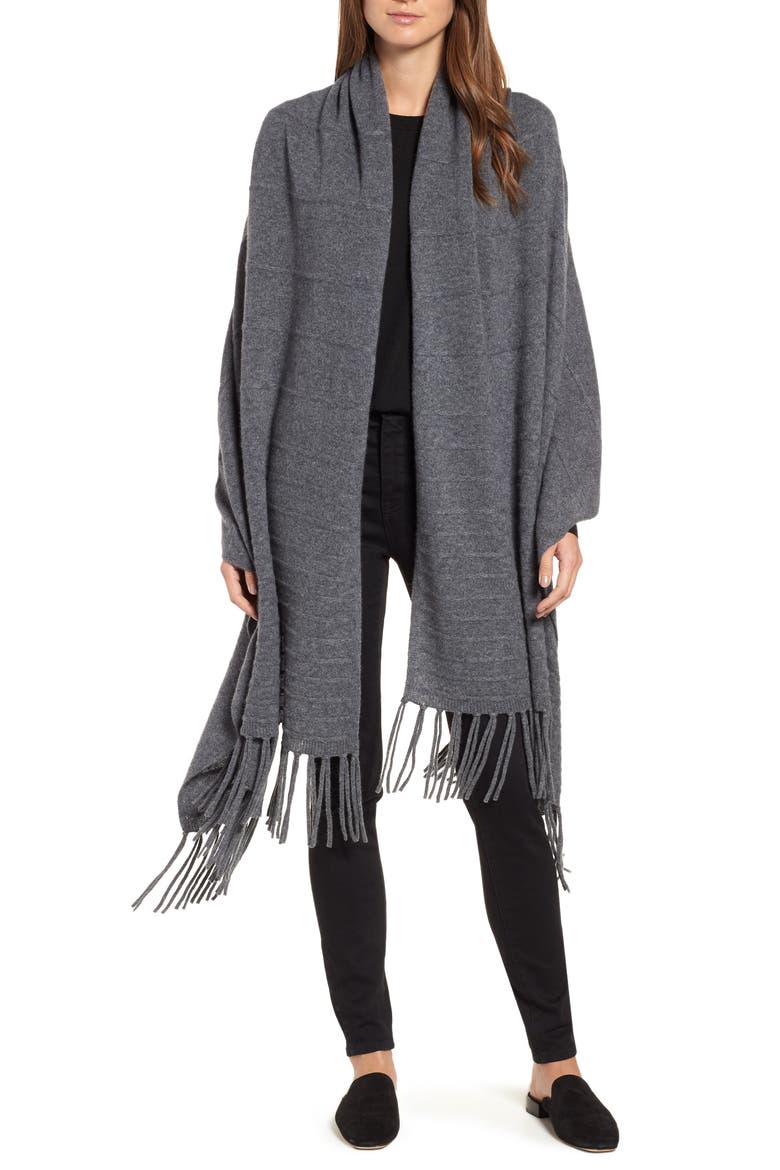 Cashmere Wrap, Main, color, GREY DARK HEATHER