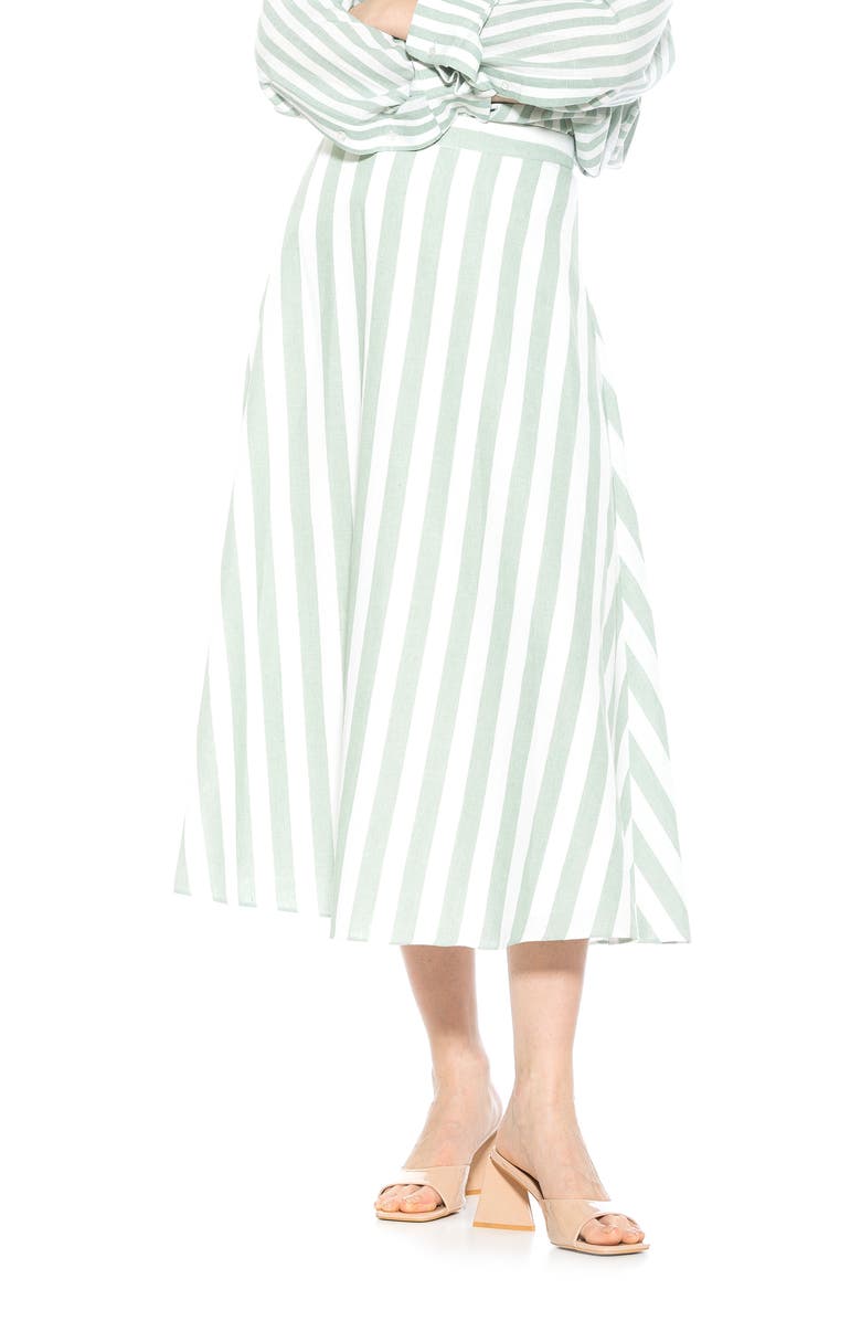 Alexia Admor Brilyn Stripe A-Line Linen Skirt, Alternate, color,