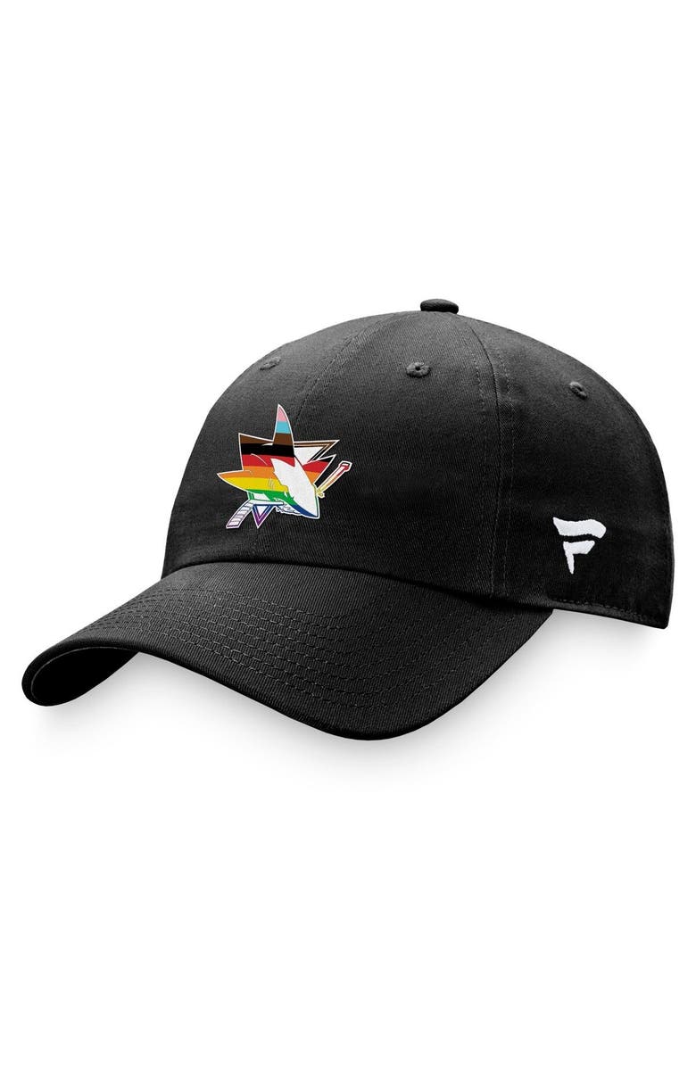 FANATICS Men's Fanatics Branded Black San Jose Sharks Team Logo Pride Adjustable Hat, Main, color, Black