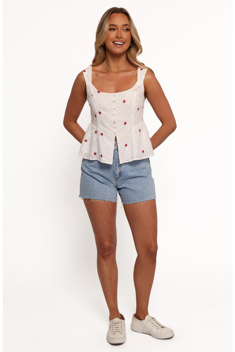 Estelle Floral Eyelet Embroidered Cotton Tank, Alternate, color, WHITE