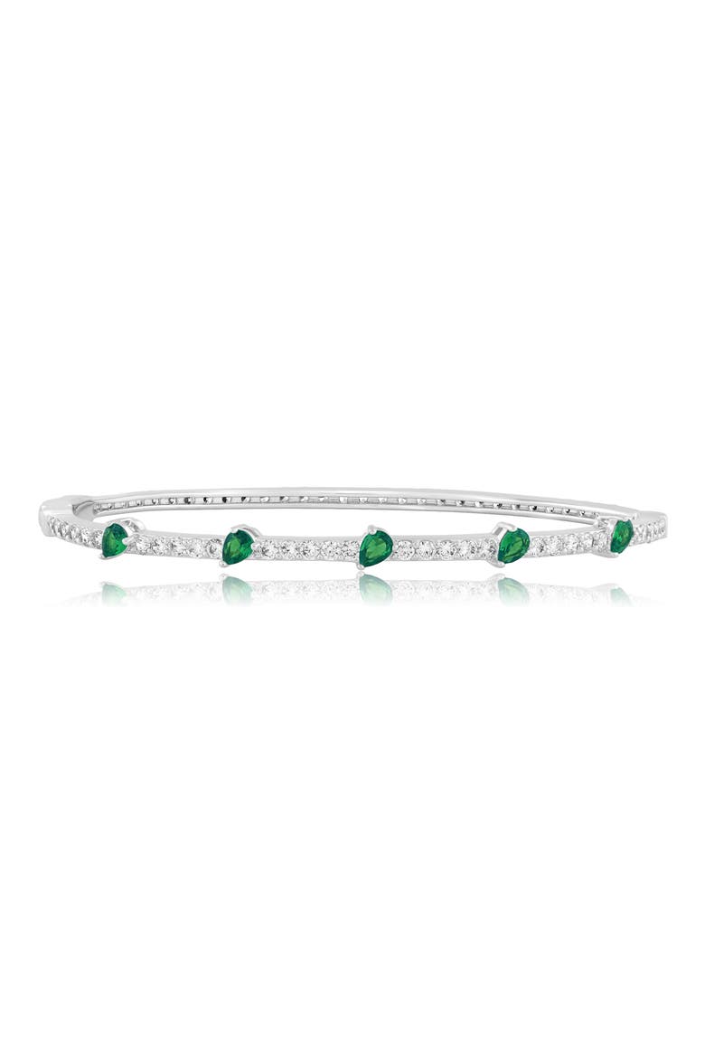 Pear and Round Cubic Zirconia Bangle, Main, color, GREEN