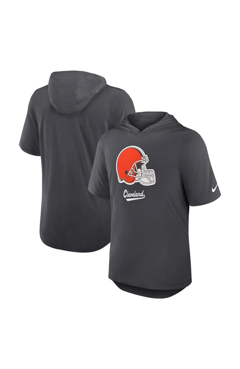 Nike Men's Nike Anthracite Cleveland Browns Tri-Blend Performance Hoodie T-Shirt, Alternate, color, Anthracite
