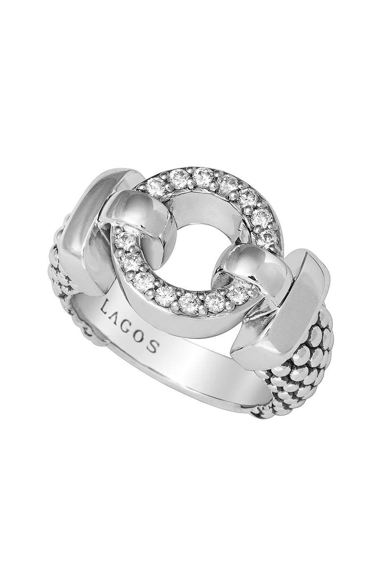 LAGOS 'Enso - Circle Game' Diamond Caviar Ring, Alternate, color, Silver
