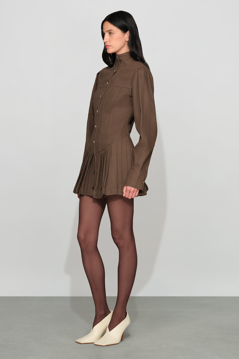 Solene Denim Mini Dress, Alternate, color, mushroom