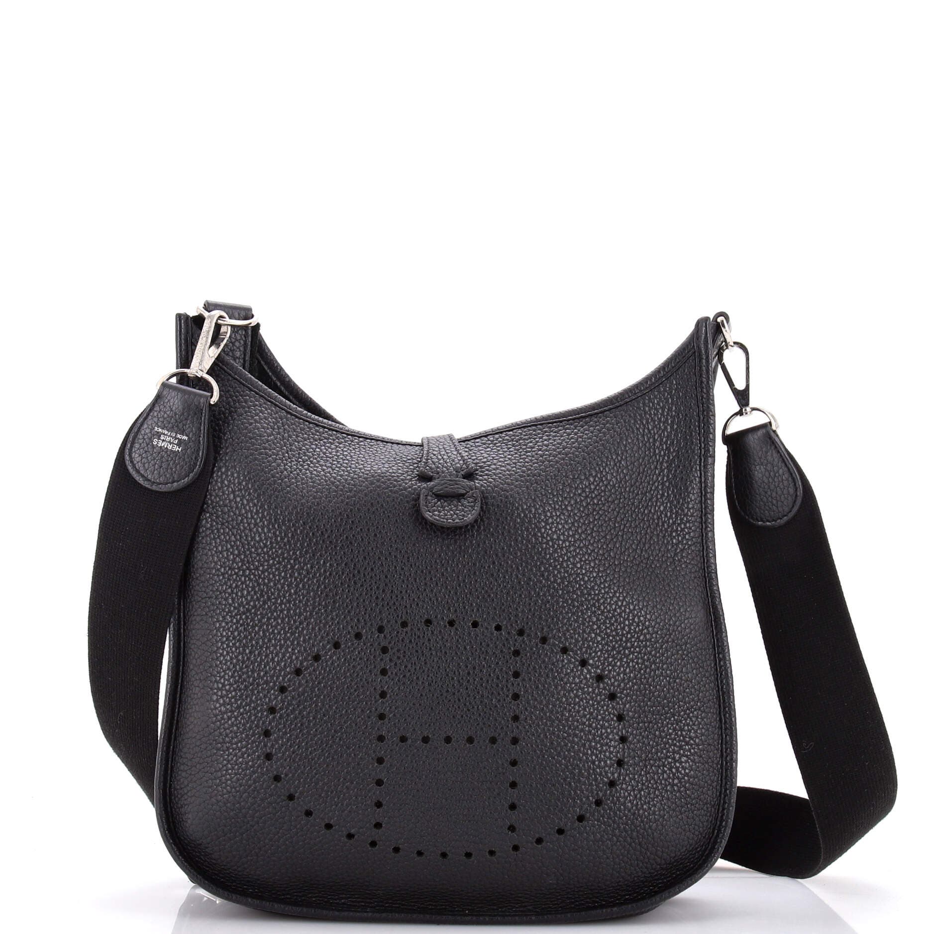 Pre-Owned Hermes Evelyne Bag Gen III Clemence PM, Main, color, Noir